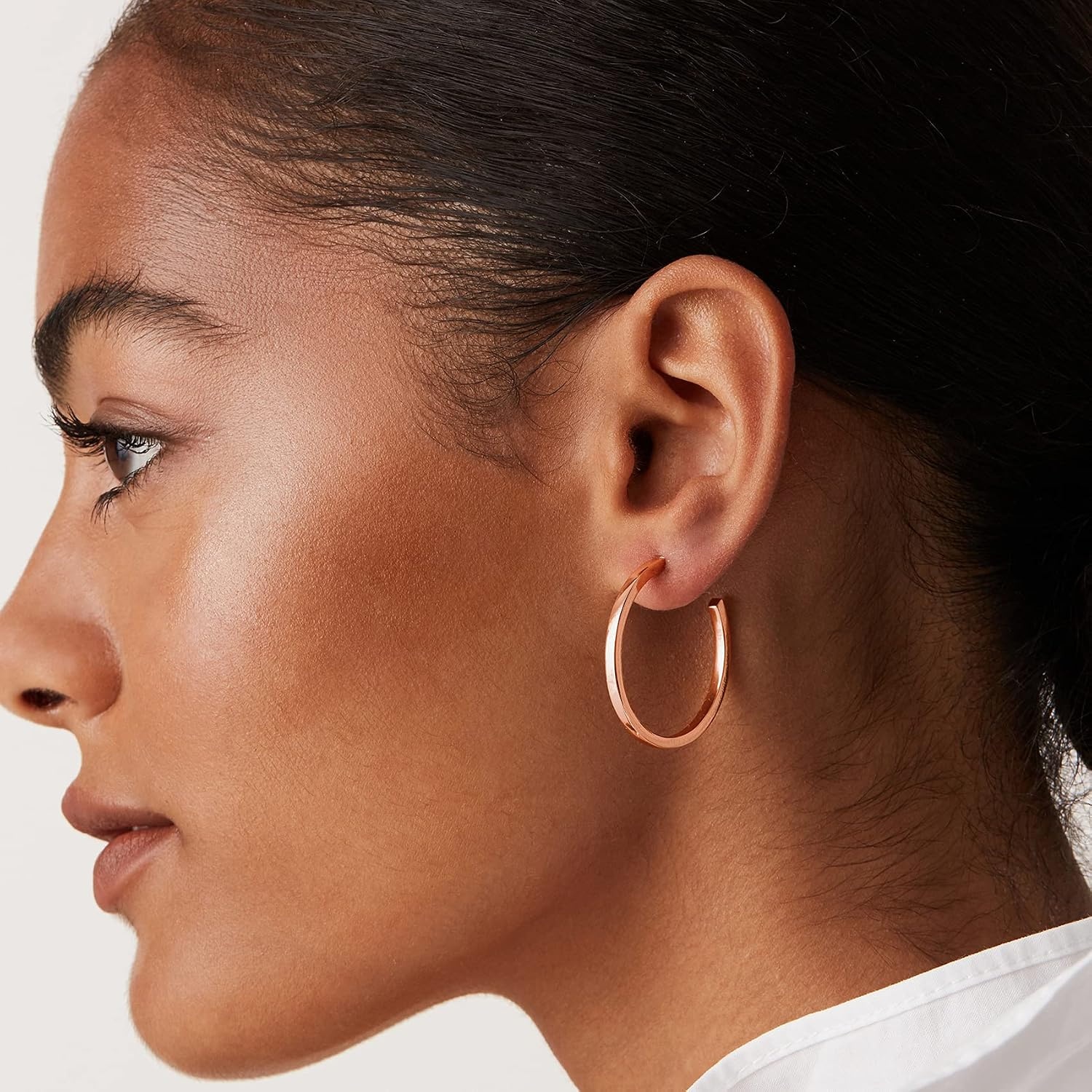 image:imagePAVOI 14K Gold Plated Thin Square Edge Open Hoop Earrings for Women Trendy Lightweight Open Hoops30 Millimeters
