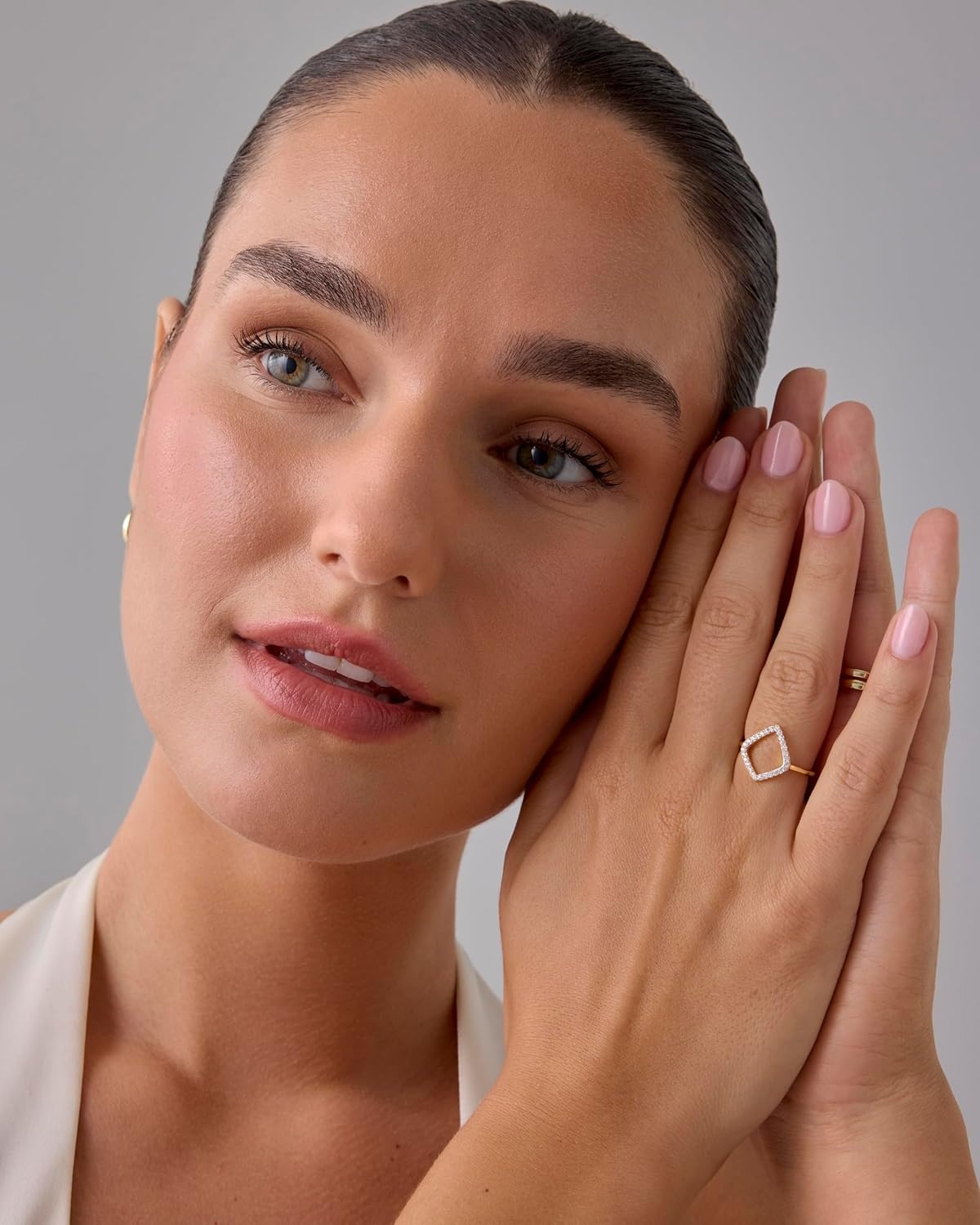 image:imagePAVOI 14K Gold Plated Two Toned Mixed Metals DiamondShaped Geometric Ring for Women with Cubic Zirconia Statement RingWhite Gold