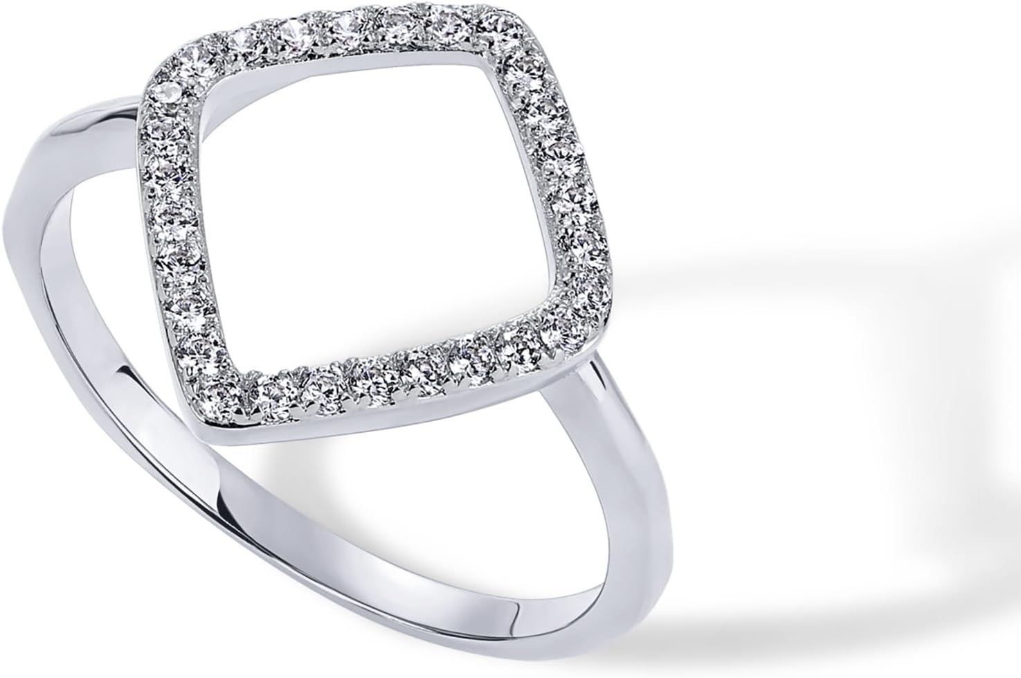 image:imagePAVOI 14K Gold Plated Two Toned Mixed Metals DiamondShaped Geometric Ring for Women with Cubic Zirconia Statement RingWhite Gold