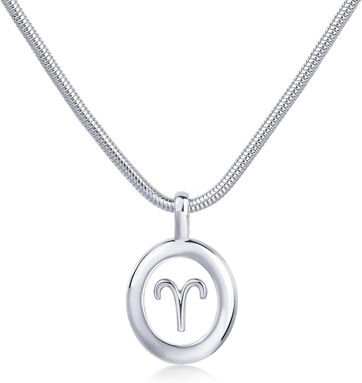 image:imagePAVOI 14K Gold Plated Unique Floating Astrology Pendant Necklace for Women Horoscope Charm Necklace Dainty Zodiac GiftsWhite Gold