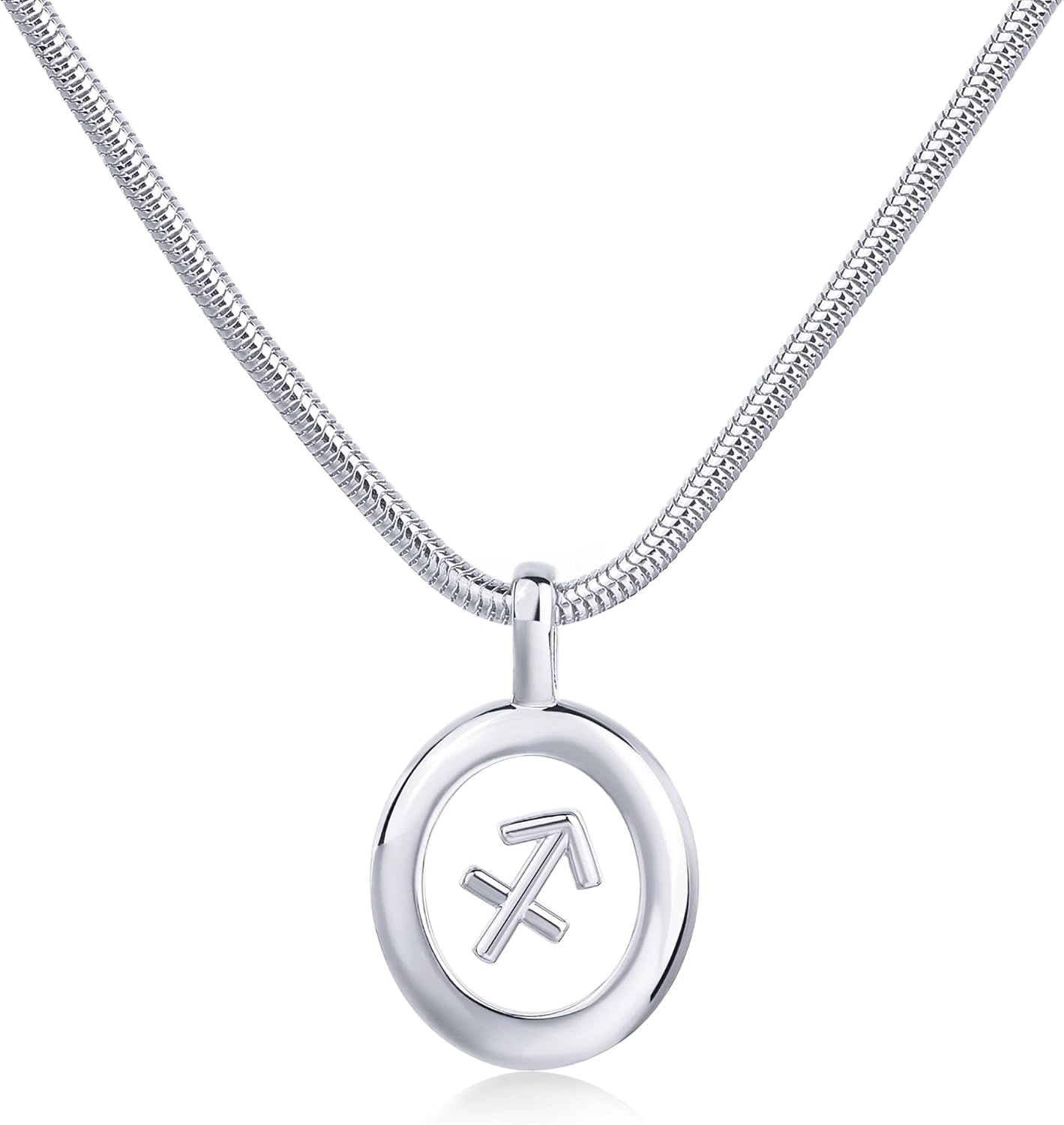 image:imagePAVOI 14K Gold Plated Unique Floating Astrology Pendant Necklace for Women Horoscope Charm Necklace Dainty Zodiac GiftsWhite Gold