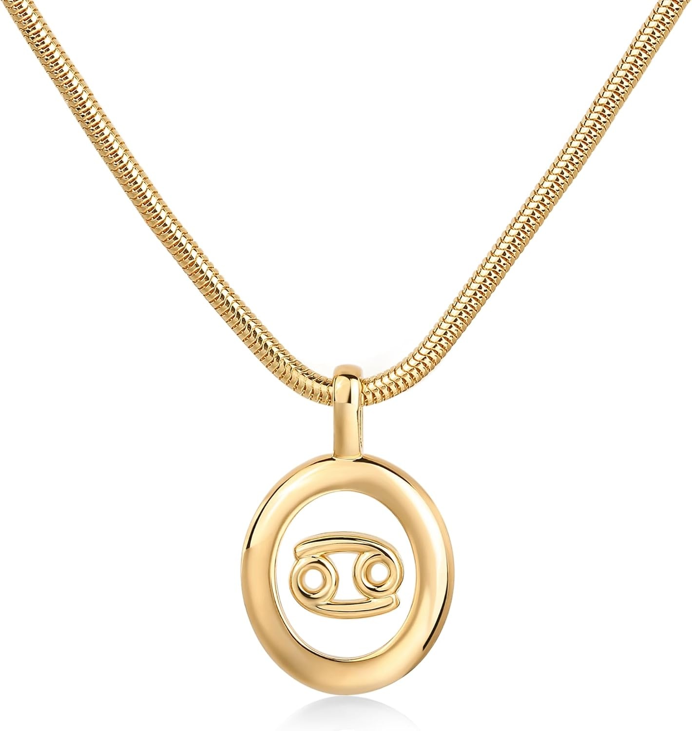 image:imagePAVOI 14K Gold Plated Unique Floating Astrology Pendant Necklace for Women Horoscope Charm Necklace Dainty Zodiac GiftsYellow Gold