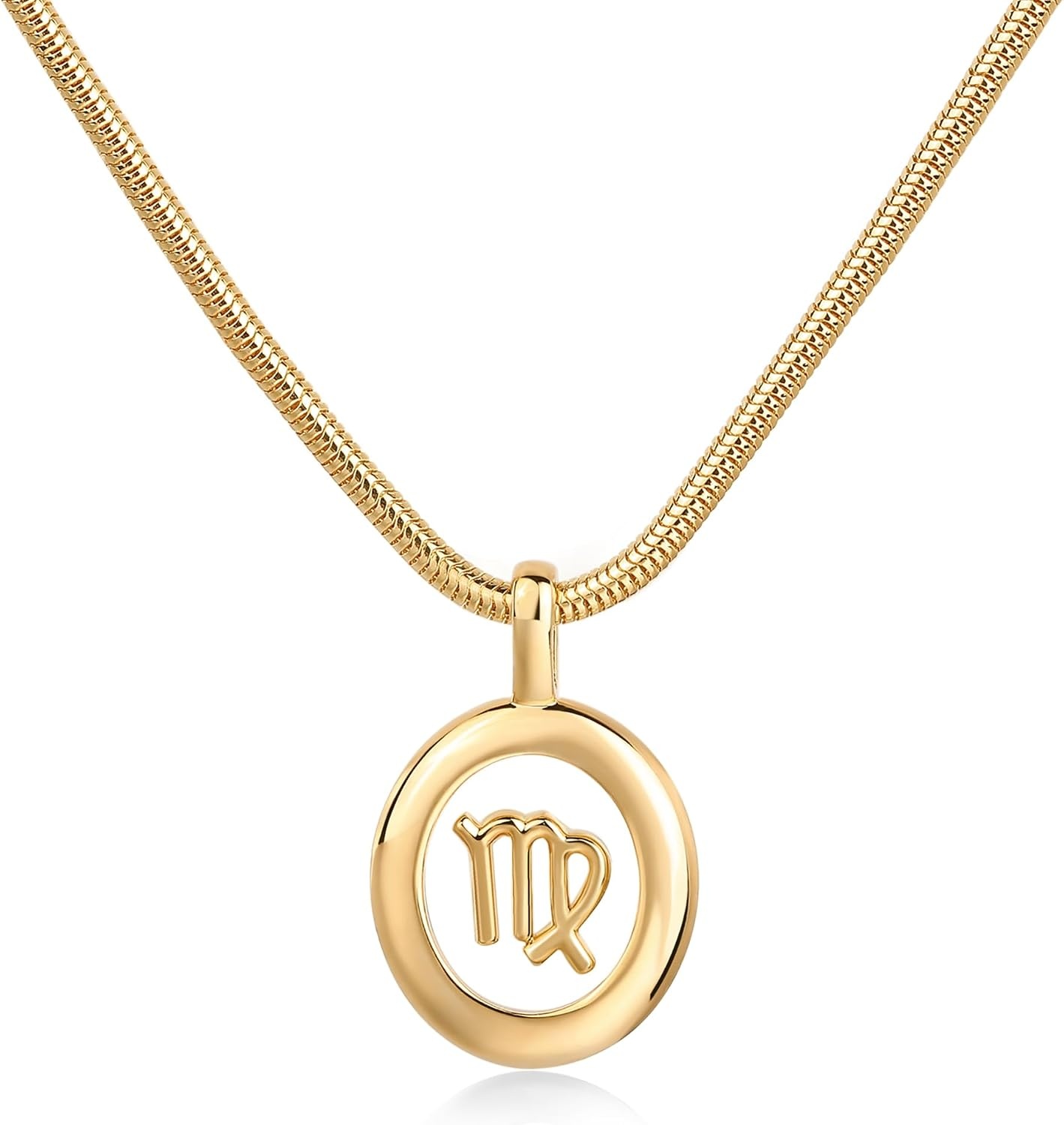 image:imagePAVOI 14K Gold Plated Unique Floating Astrology Pendant Necklace for Women Horoscope Charm Necklace Dainty Zodiac GiftsYellow Gold