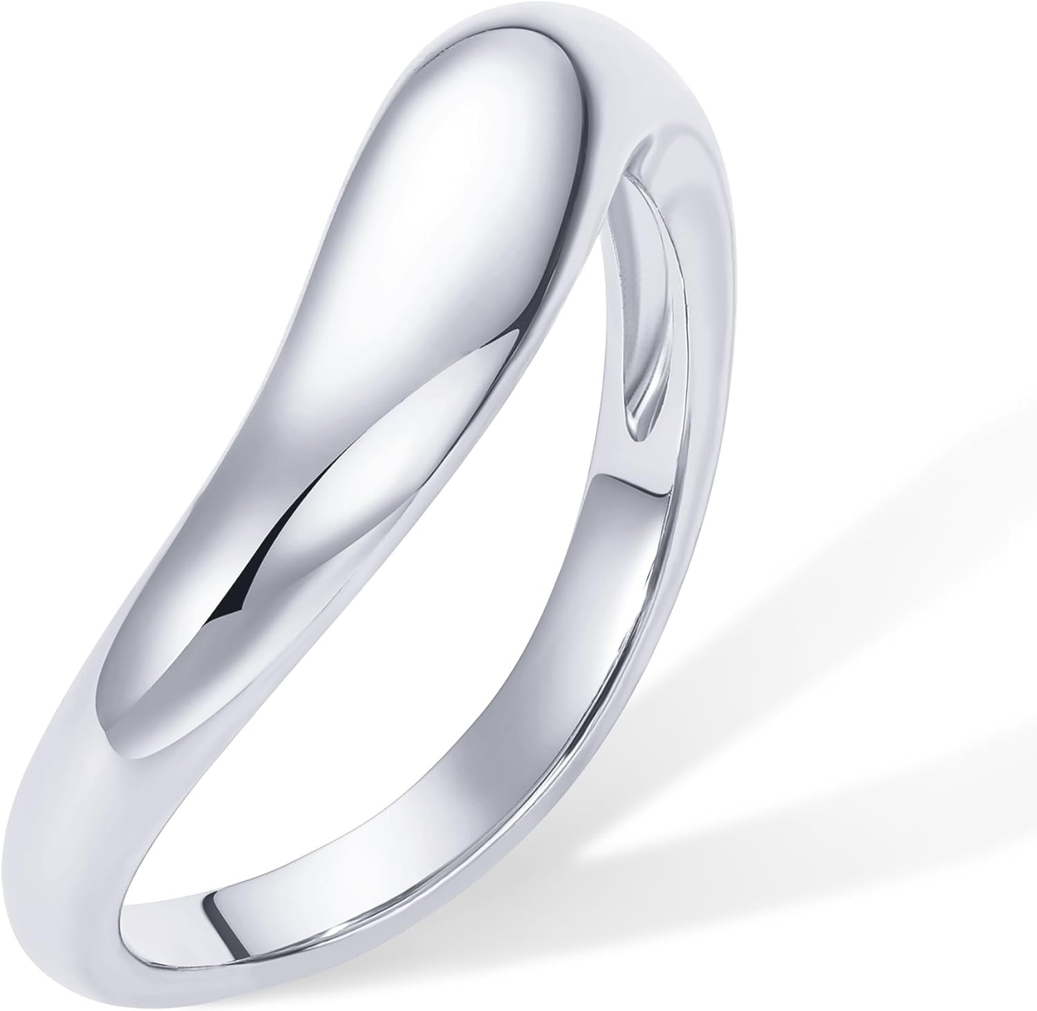 image:imagePAVOI 14K Gold Plated Wavy Stackable Ring for Women Twisted Wave Band Delicate Eternity RingsWhite Gold
