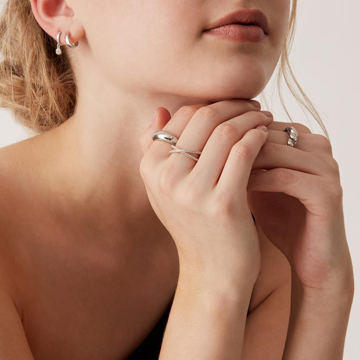 image:imagePAVOI 14K Gold Plated X Ring Simulated Diamond CZ Criss Cross Ring for WomenWhite Gold