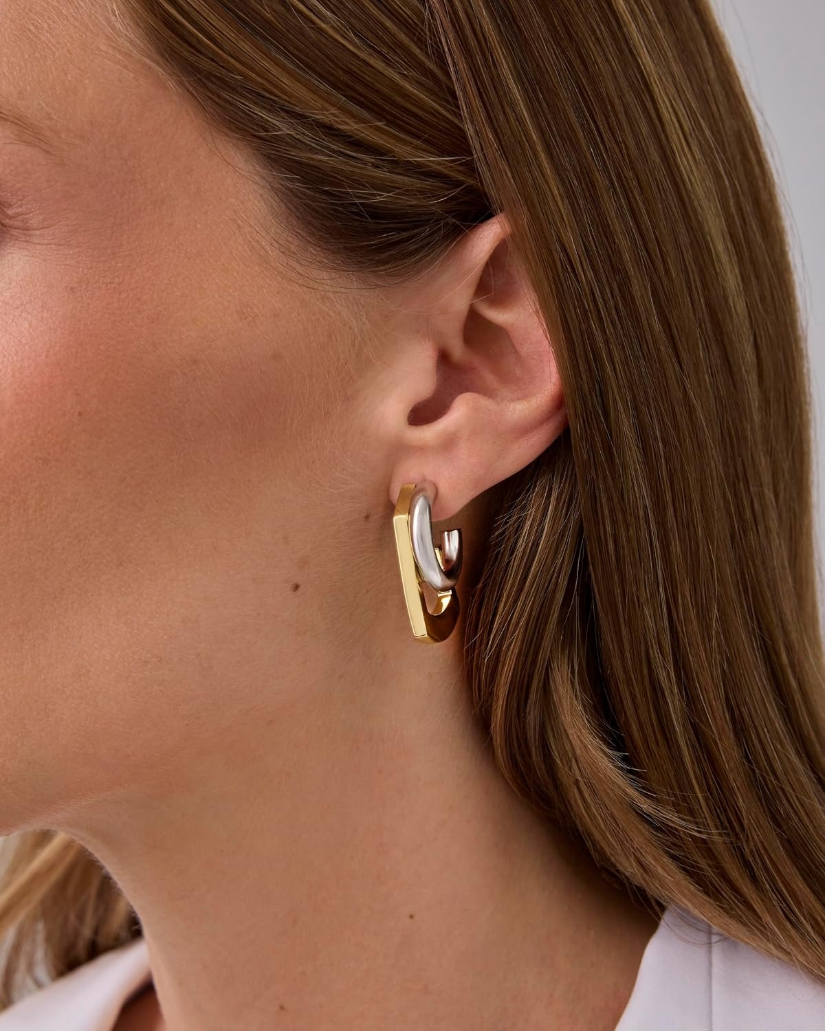 image:imagePAVOI 14K Gold Plated and Rhodium Plated Two Tone Multihoop Double Hoop Geometric Earrings for Women Mixed Metals Huggie Multi Earring Statement PairGeometric