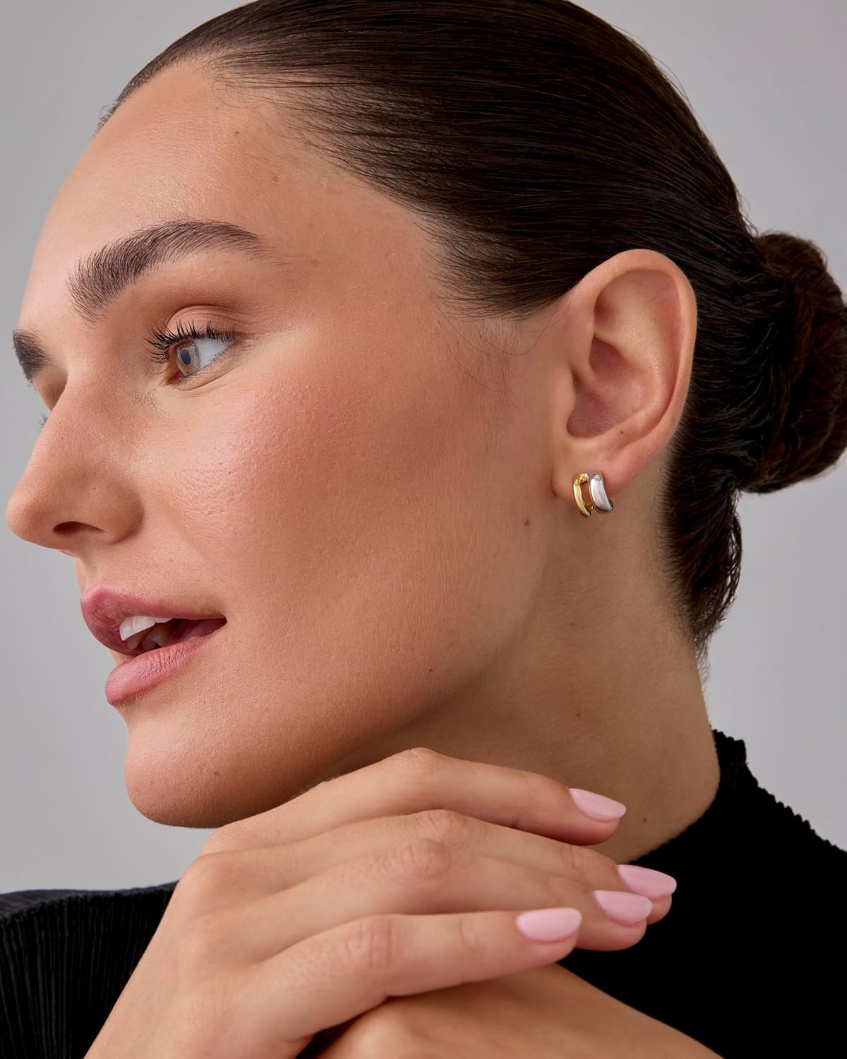 image:imagePAVOI 14K Gold Plated and Rhodium Plated Two Tone Multihoop Double Hoop Geometric Earrings for Women Mixed Metals Huggie Multi Earring Statement PairDouble Hoop