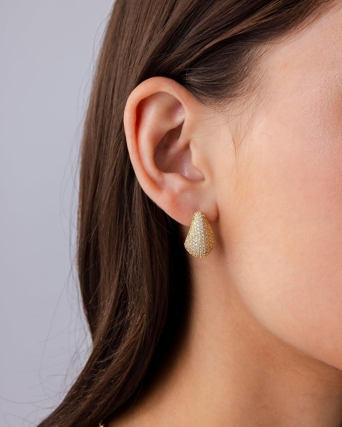 image:imagePAVOI 14K GoldPlated 925 Sterling Silver Posts Chunky Studded Teardrop Pav Drop Dangle Earrings for Women Cubic Zirconia Statement Earring PairWhite Gold