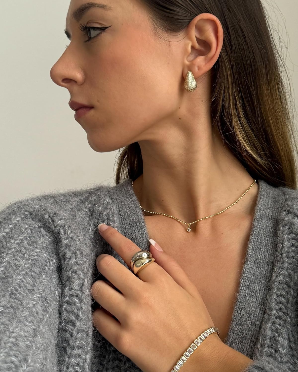 image:imagePAVOI 14K GoldPlated 925 Sterling Silver Posts Chunky Studded Teardrop Pav Drop Dangle Earrings for Women Cubic Zirconia Statement Earring PairYellow Gold