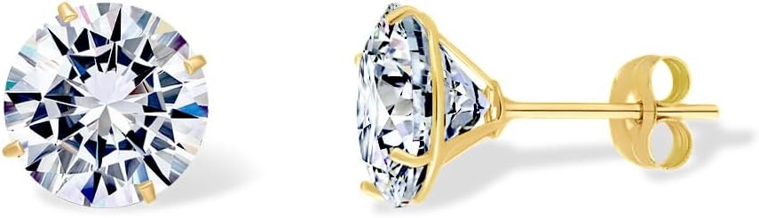 image:imagePAVOI 14K Real Gold Studs Moissanite Earrings for Women 024 Carat Round Lab Created Moissanite Stone Solid Gold Stud Earrings Men02CTPair 3mm