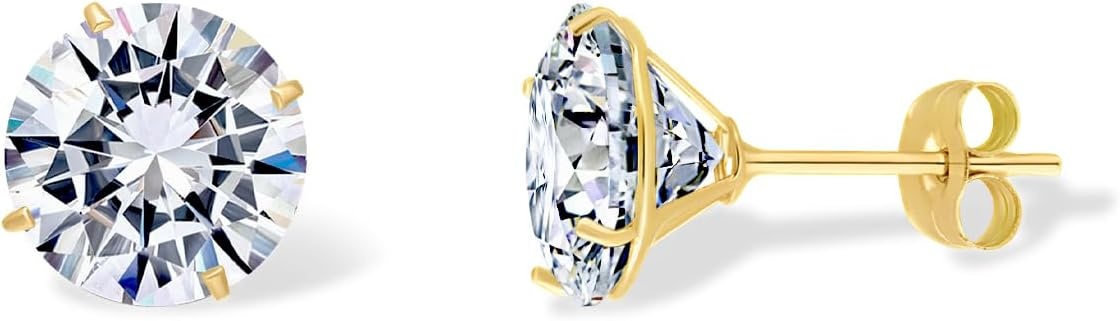 image:imagePAVOI 14K Real Gold Studs Moissanite Earrings for Women 024 Carat Round Lab Created Moissanite Stone Solid Gold Stud Earrings Men06CTPair 4mm