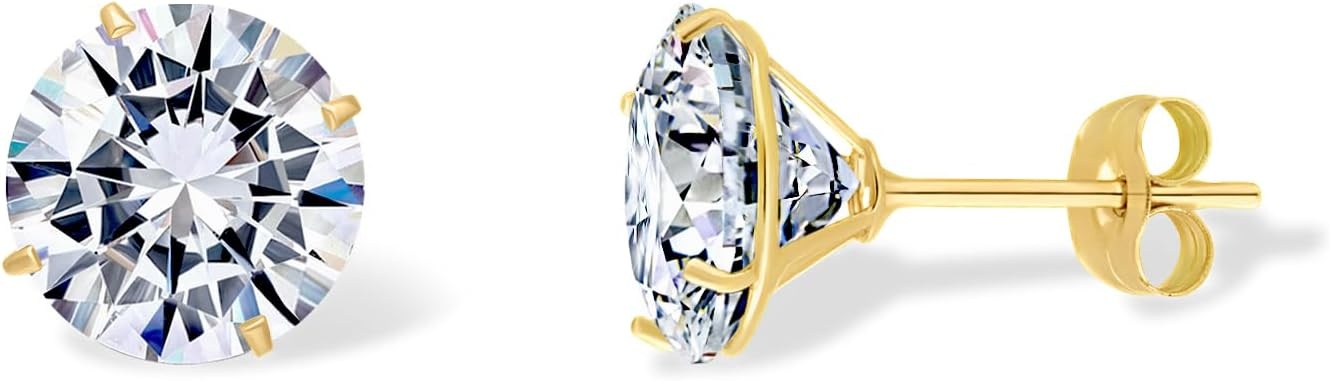 image:imagePAVOI 14K Real Gold Studs Moissanite Earrings for Women 024 Carat Round Lab Created Moissanite Stone Solid Gold Stud Earrings Men1CTPair 5mm