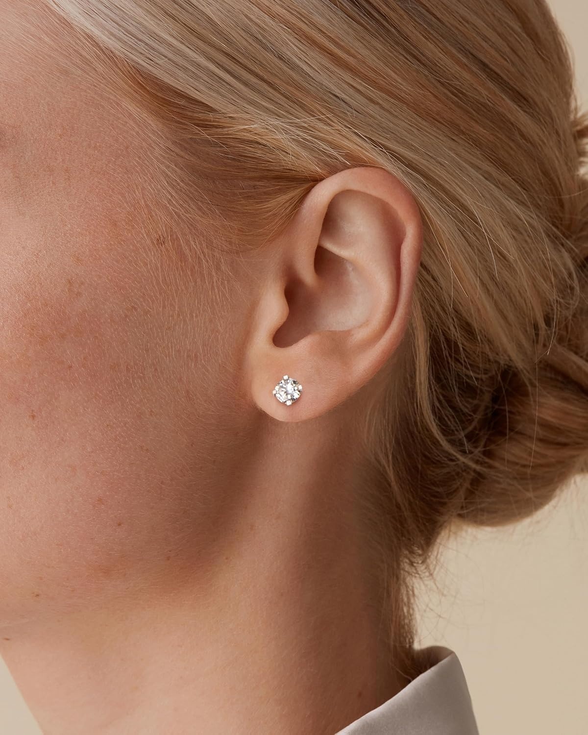 image:imagePAVOI 14K Real Gold Studs Moissanite Earrings for Women 024 Carat Round Lab Created Moissanite Stone Solid Gold Stud Earrings Men24CTPair 7mm