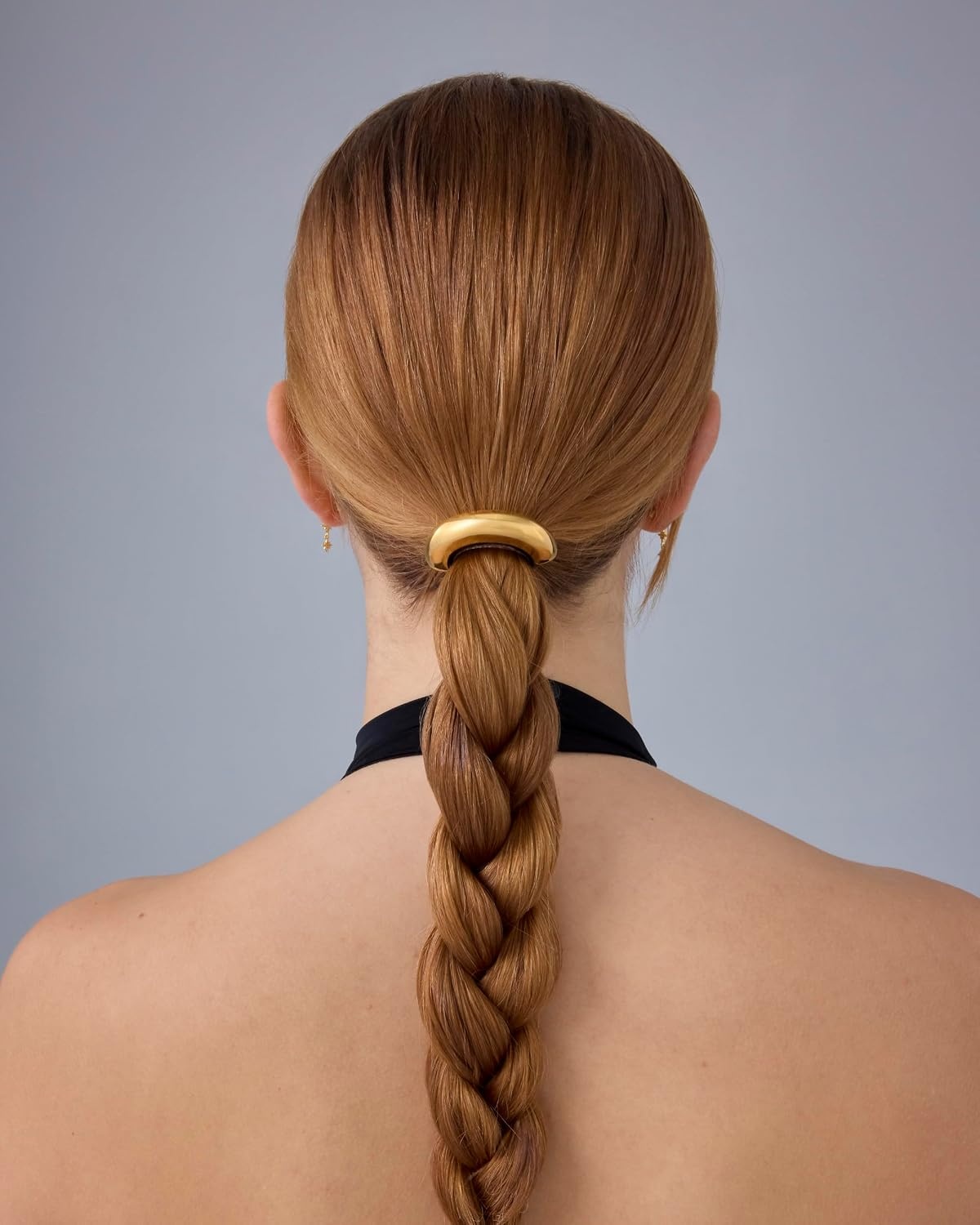 image:imagePAVOI 14K Yellow Gold Plated Dome Waterproof Chunky Metal Hair Band Ponytail Holders for Women Stainless Steel Statement Cuff Fashion Accessories Stretchy Gold Hair TiesArch Yellow Gold