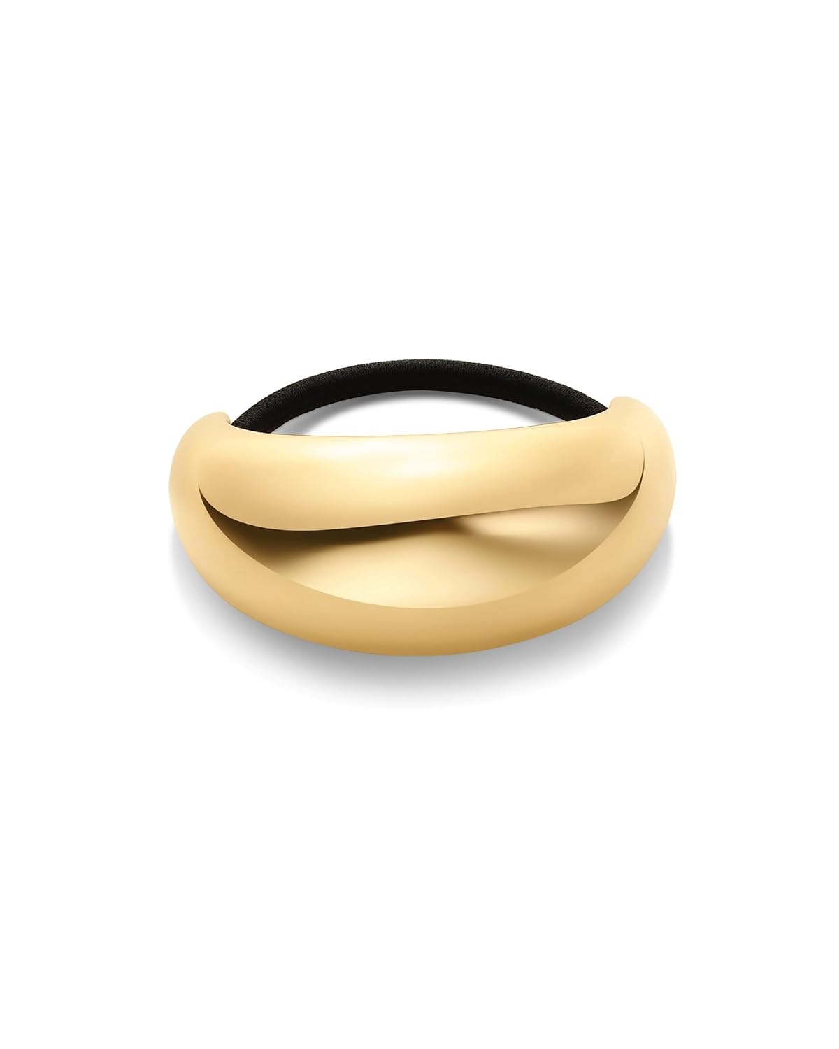 image:imagePAVOI 14K Yellow Gold Plated Dome Waterproof Chunky Metal Hair Band Ponytail Holders for Women Stainless Steel Statement Cuff Fashion Accessories Stretchy Gold Hair TiesChunky Yellow Gold