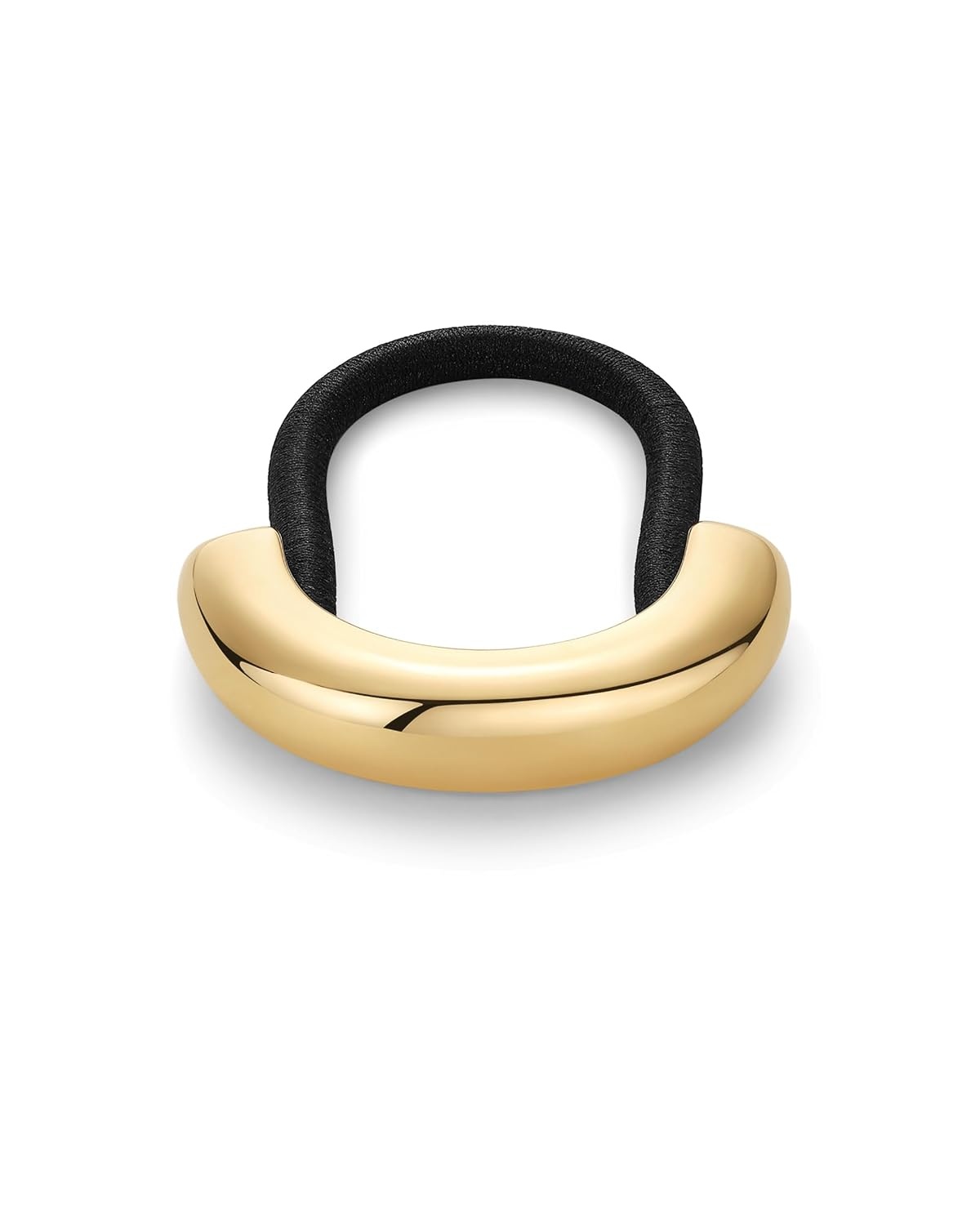 image:imagePAVOI 14K Yellow Gold Plated Dome Waterproof Chunky Metal Hair Band Ponytail Holders for Women Stainless Steel Statement Cuff Fashion Accessories Stretchy Gold Hair TiesArch Yellow Gold
