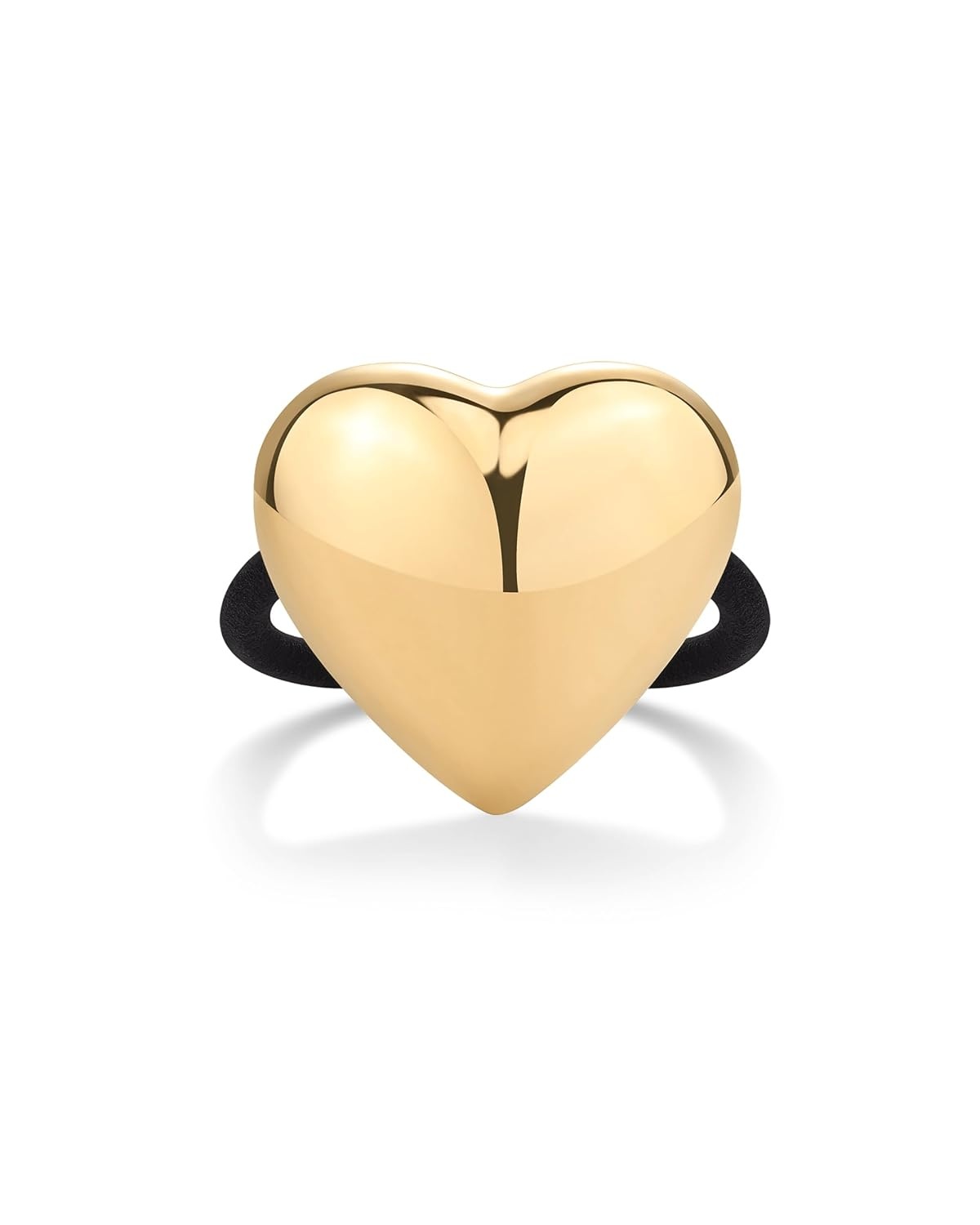 image:imagePAVOI 14K Yellow Gold Plated Dome Waterproof Chunky Metal Hair Band Ponytail Holders for Women Stainless Steel Statement Cuff Fashion Accessories Stretchy Gold Hair TiesHeart Yellow Gold