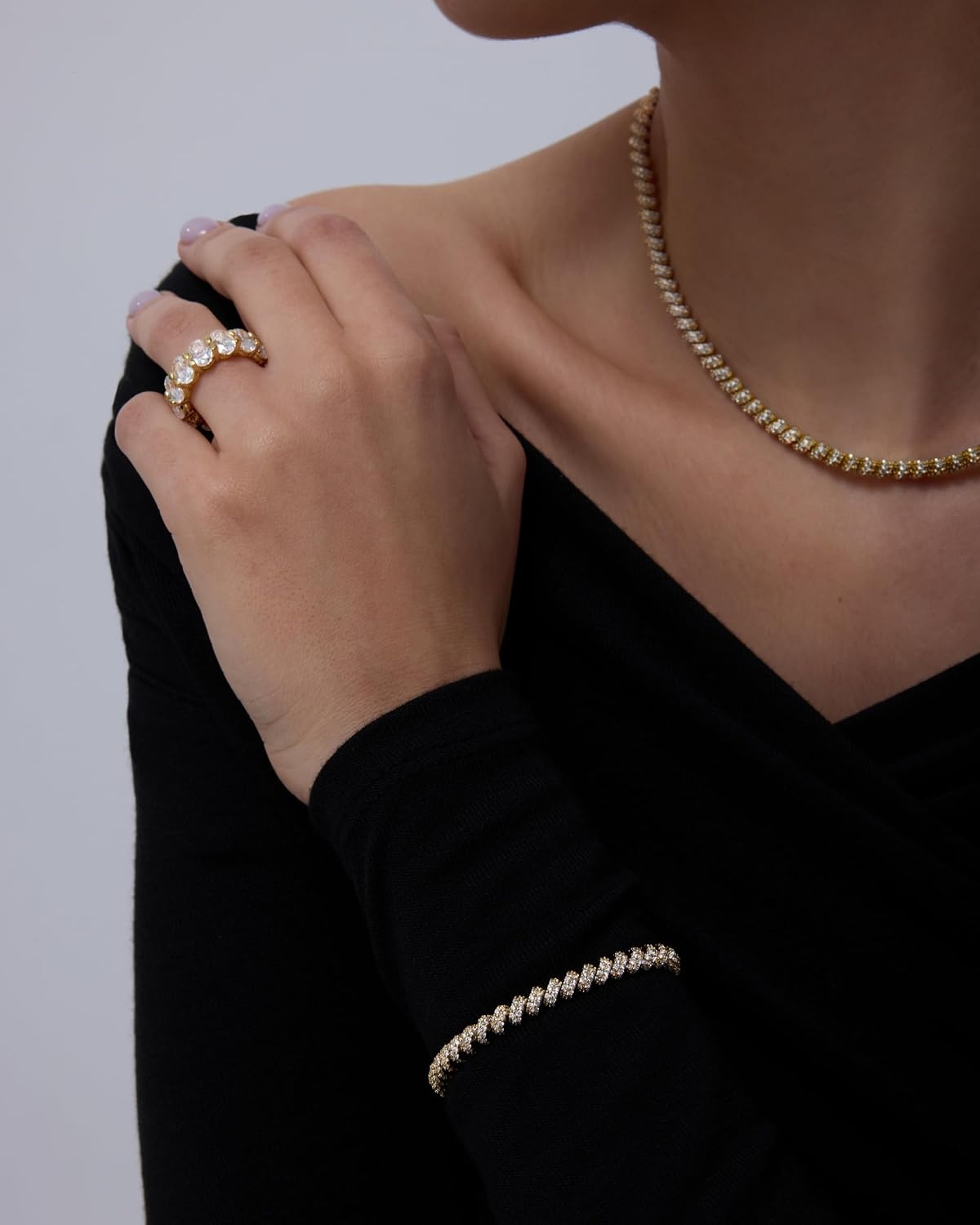 image:imagePAVOI 14K Yellow Gold Plated Tennis Bracelets San Marco Statement Tennis Gold Bracelet for Women with Cubic Zirconia Adjustable Box Clasp with Safety Latch Trendy Bridal Jewelry Yellow 7