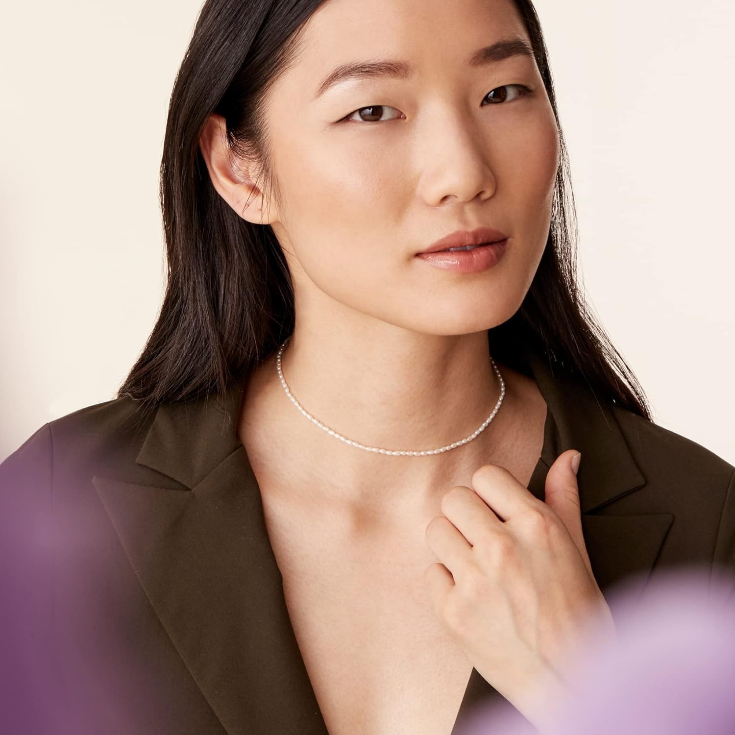 image:imagePAVOI 14K18K Gold Plated Dainty Pearl Necklaces for Women Station Beaded Choker Paperclip Chain Gold Pearl Necklace Bridal JewelryYellow Gold