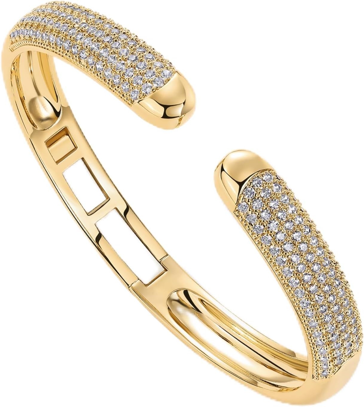 image:imagePAVOI 14k Gold Plated Cuff Bracelets CZ Cuff Gold Bracelets for Women with Premium Pave Setting Waterproof Hypoallergenic Jewelry Trendy Elegant Style Bangle DesignYellow Gold