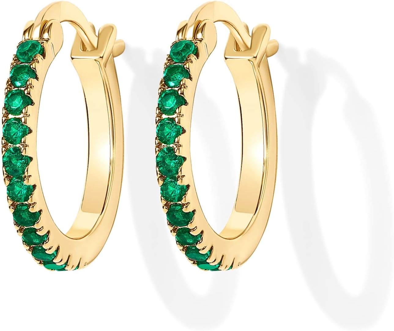 image:imagePAVOI 18K Gold Plated 925 Sterling Silver Post Cubic Zirconia Hoop Earrings for Women Colored Cubic Zirconia Hoops Green Purple Ombre Black 15mm EarringsYellow Gold