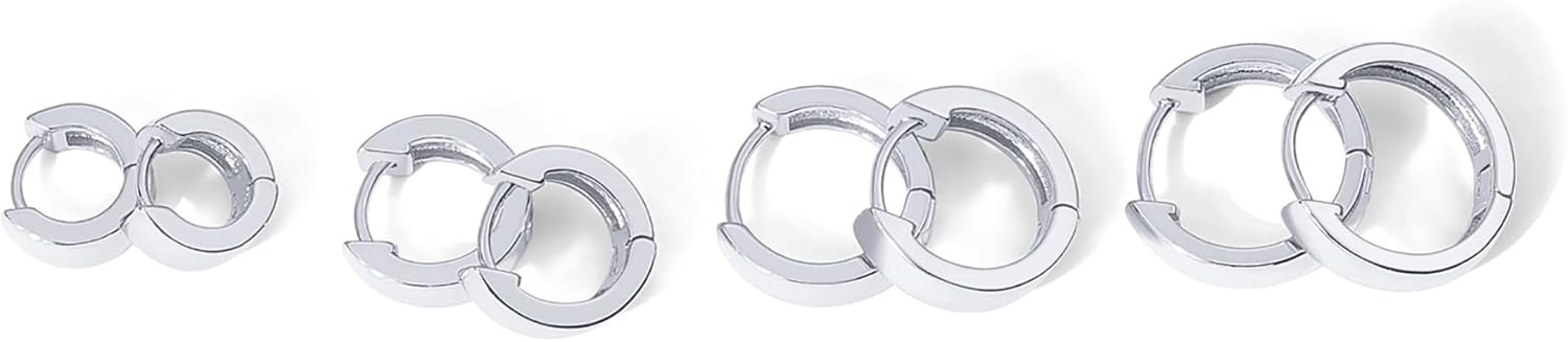 image:imagePAVOI 18K Gold Plated 925 Sterling Silver Posts Small Hoop Earrings for Women Trendy Geometric Plain Chunky Huggie Earscape Piercing Pack Hypoallergenic Everyday Gold Hoop Earrings Set4Piece Set