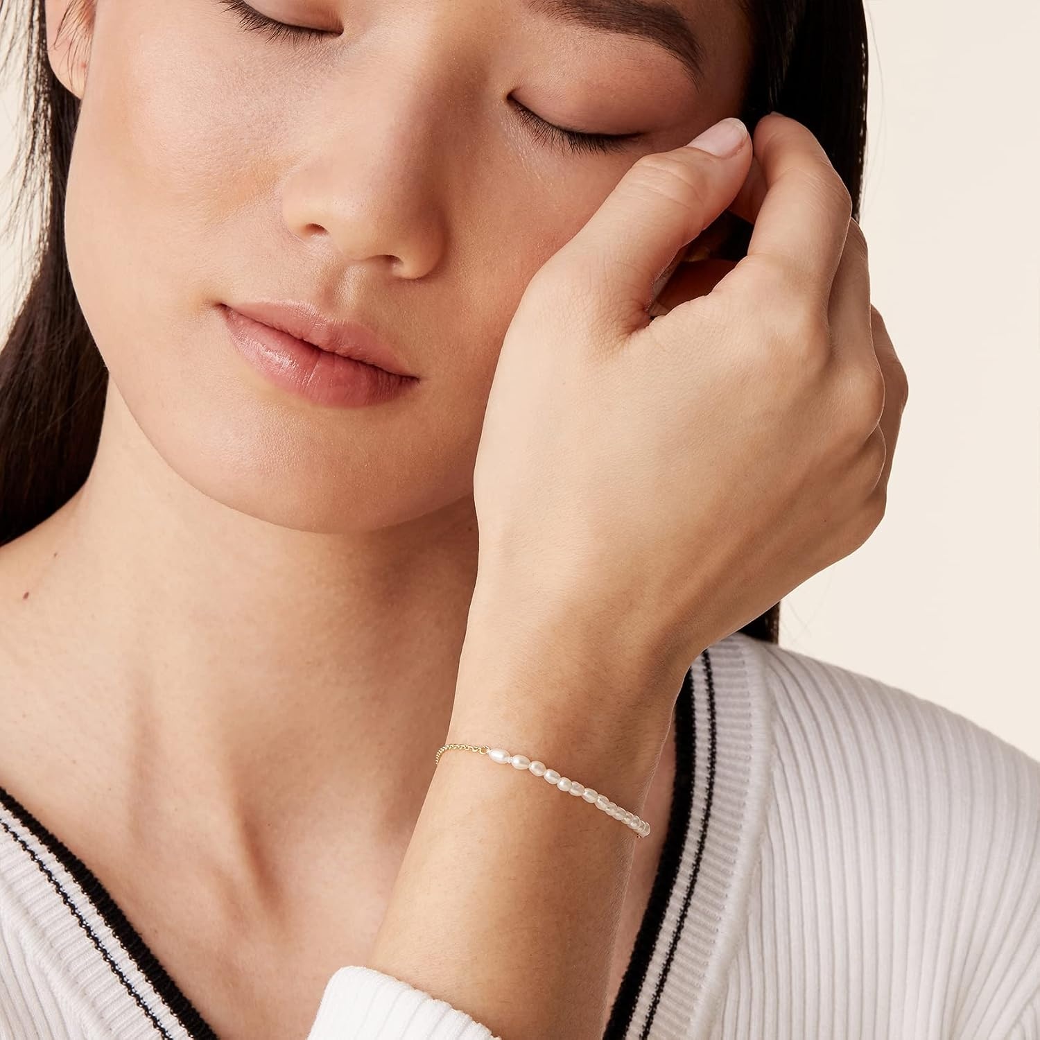 image:imagePAVOI 18K Gold Plated Beaded Freshwater Cultured Pearl Bracelet for Women Dainty Bracelet with Pearl BeadsDainty Pearls