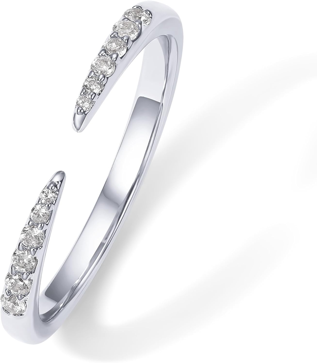 image:imagePAVOI 18K Gold Plated Open Eternity Ring Cubic Zirconia Stacking Bands for Women Dainty Stackable Rings for WomenWhite Gold