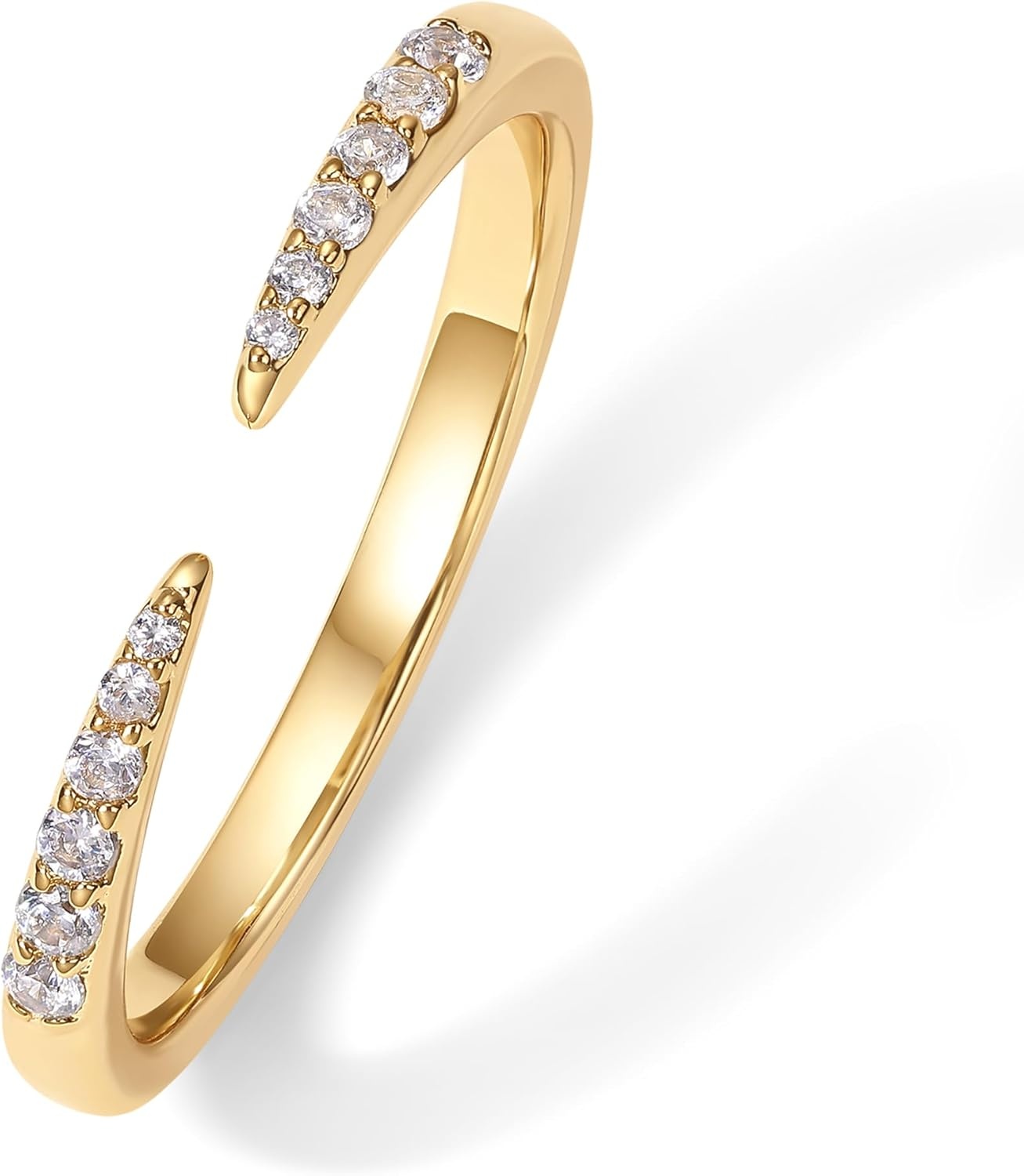 image:imagePAVOI 18K Gold Plated Open Eternity Ring Cubic Zirconia Stacking Bands for Women Dainty Stackable Rings for WomenYellow Gold