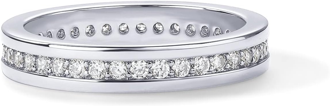 image:imagePAVOI 18K Gold Plated Stacking Tiny Cubic Zirconia Band Eternity Rings for Women Thumb RingWhite Gold