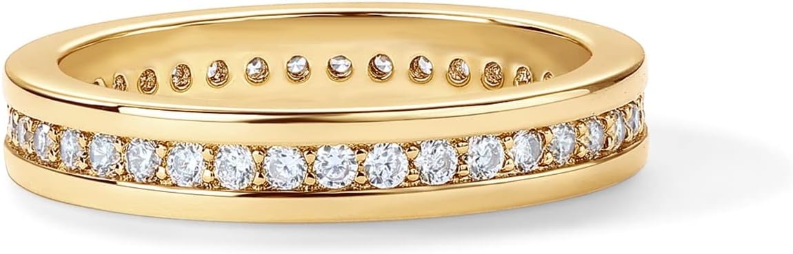 image:imagePAVOI 18K Gold Plated Stacking Tiny Cubic Zirconia Band Eternity Rings for Women Thumb RingYellow Gold