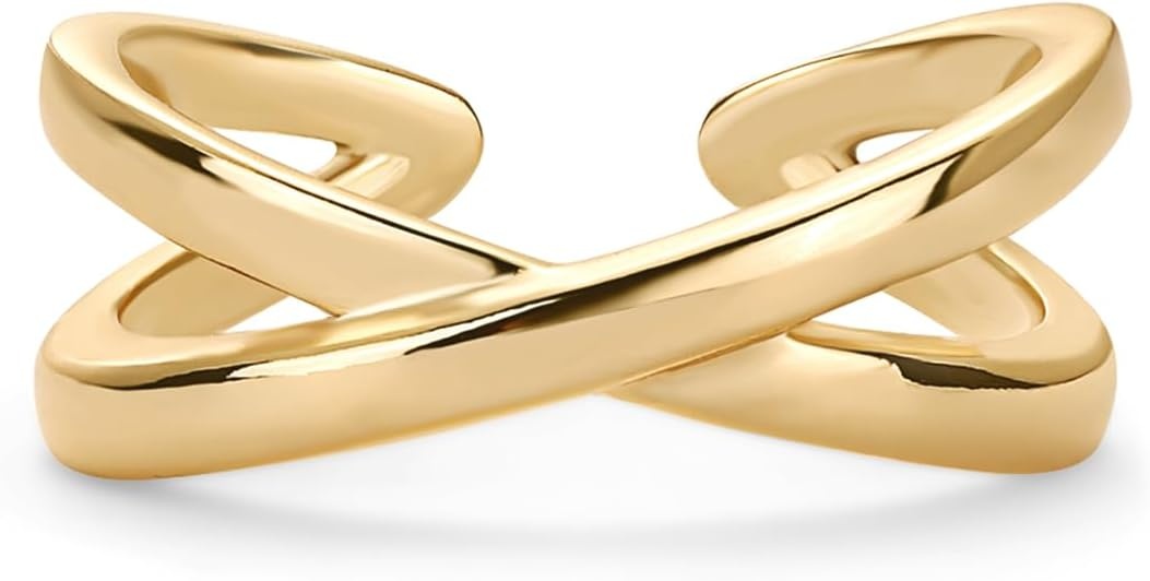 image:imagePAVOI 18K Gold Plated Toe Rings for Women Trendy CrissCross and Classic Band Toe RingCriss Cross