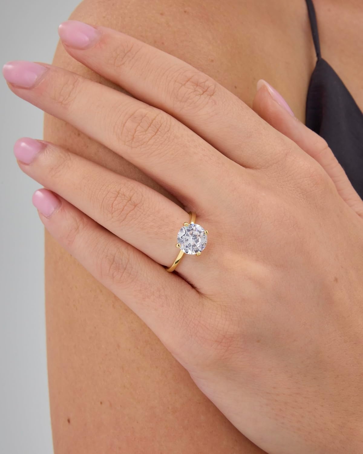 image:imagePAVOI 18K Sterling Silver Gold Round Cut Solitare 15 CT Moissanite Engagement Rings for Women Moissanite Wedding Band for Women Stone Promise RingsYellow Gold