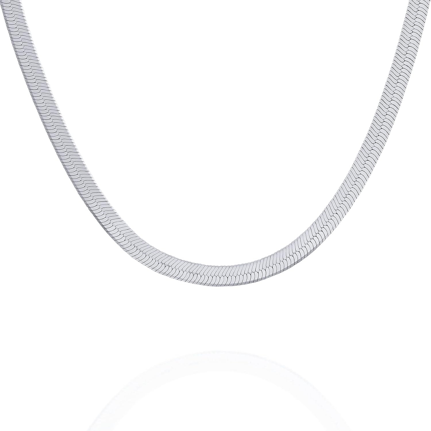 image:imagePAVOI 22K Gold Plated Chain Necklace For Women Italian Solid 925 Sterling Silver Necklace for Men Cuban Link Rope Snake amp Rope DiamondCut Herringbone Trendy Unisex JewelryWhite Gold