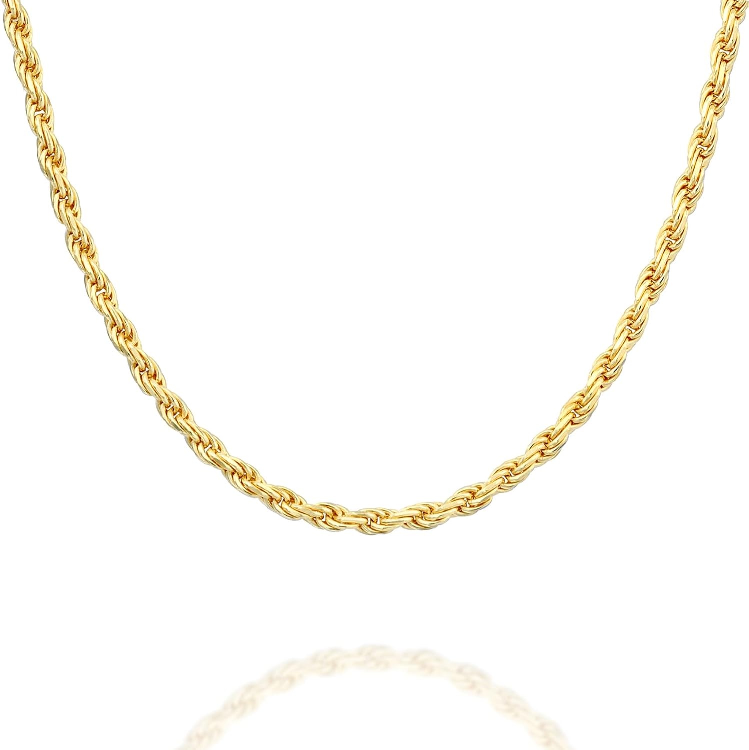 image:imagePAVOI 22K Gold Plated Chain Necklace For Women Italian Solid 925 Sterling Silver Necklace for Men Cuban Link Rope Snake amp Rope DiamondCut Herringbone Trendy Unisex JewelryYellow Gold