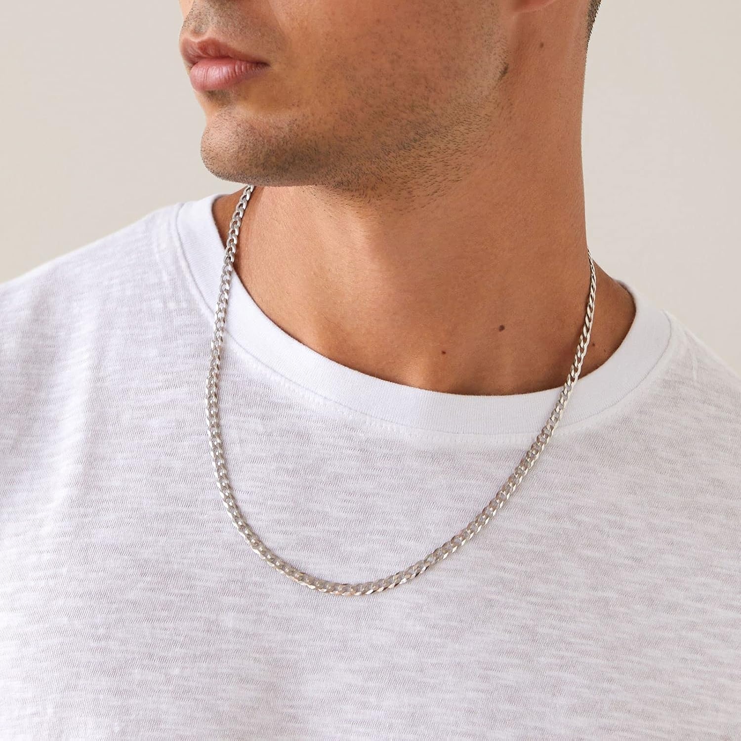 image:imagePAVOI 22K Gold Plated Chain Necklace For Women Italian Solid 925 Sterling Silver Necklace for Men Cuban Link Rope Snake amp Rope DiamondCut Herringbone Trendy Unisex JewelryWhite Gold