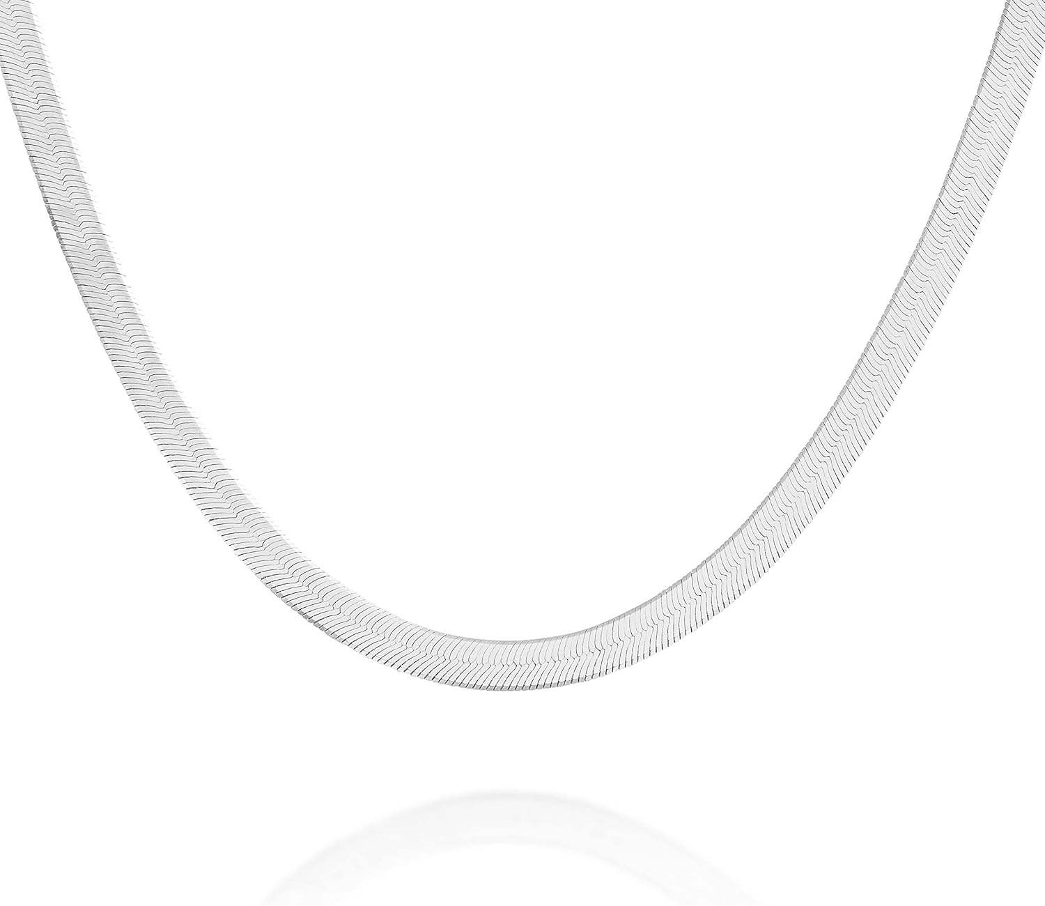 image:imagePAVOI 22K Gold Plated Chain Necklace For Women Italian Solid 925 Sterling Silver Necklace for Men Cuban Link Rope Snake amp Rope DiamondCut Herringbone Trendy Unisex JewelryWhite Gold