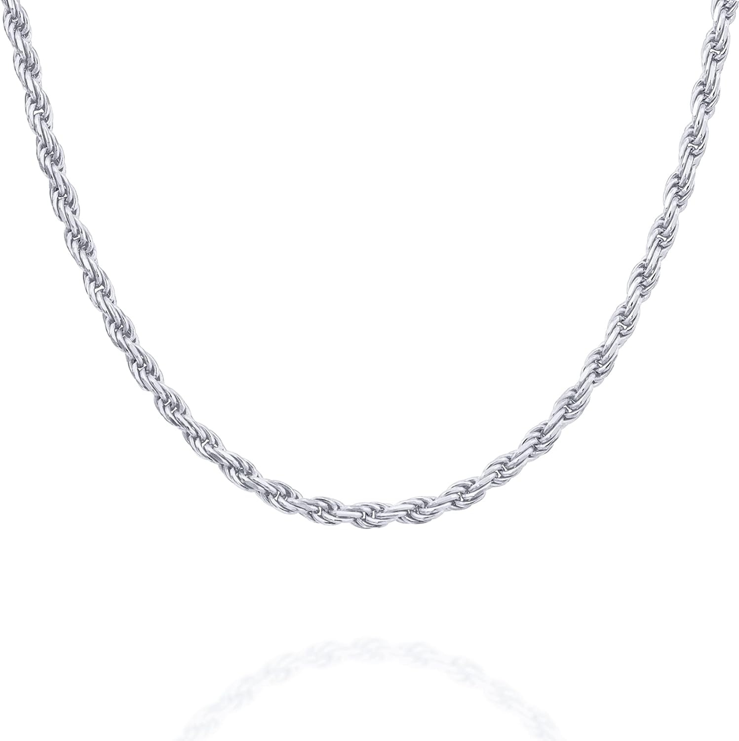 image:imagePAVOI 22K Gold Plated Chain Necklace For Women Italian Solid 925 Sterling Silver Necklace for Men Cuban Link Rope Snake amp Rope DiamondCut Herringbone Trendy Unisex JewelryWhite Gold