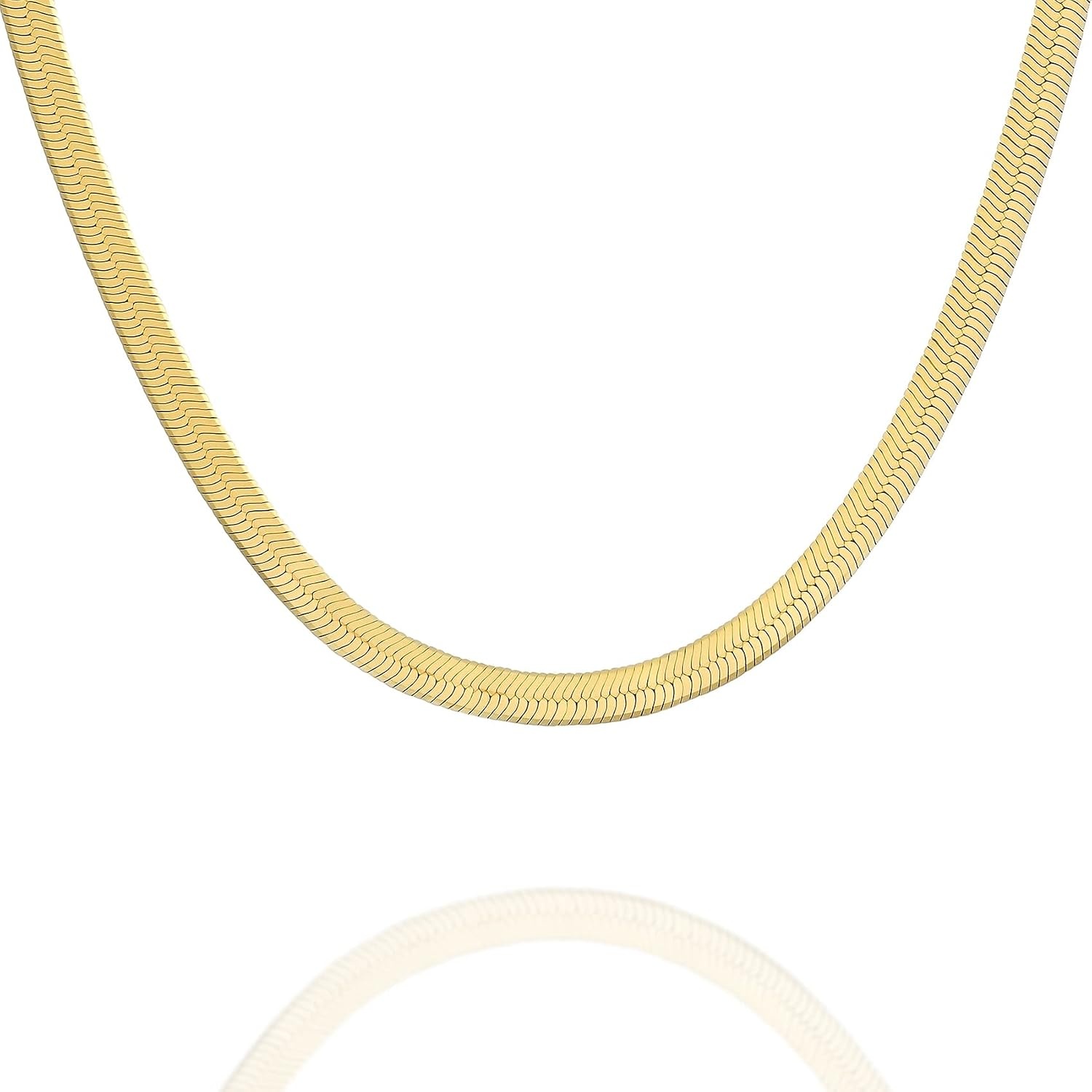 image:imagePAVOI 22K Gold Plated Chain Necklace For Women Italian Solid 925 Sterling Silver Necklace for Men Cuban Link Rope Snake amp Rope DiamondCut Herringbone Trendy Unisex JewelryYellow Gold