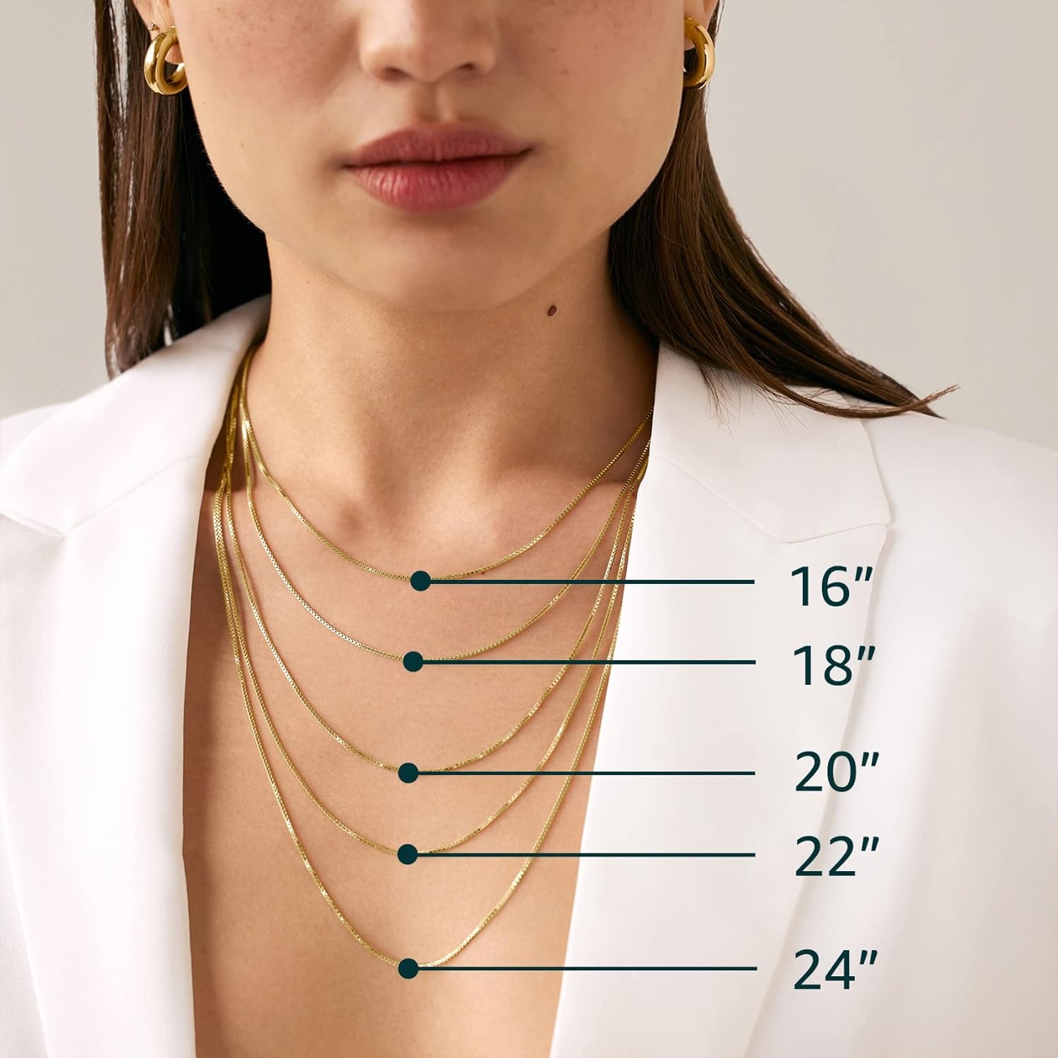 image:imagePAVOI 22K Gold Plated Chain Necklace For Women Italian Solid 925 Sterling Silver Necklace for Men Cuban Link Rope Snake amp Rope DiamondCut Herringbone Trendy Unisex JewelryWhite Gold