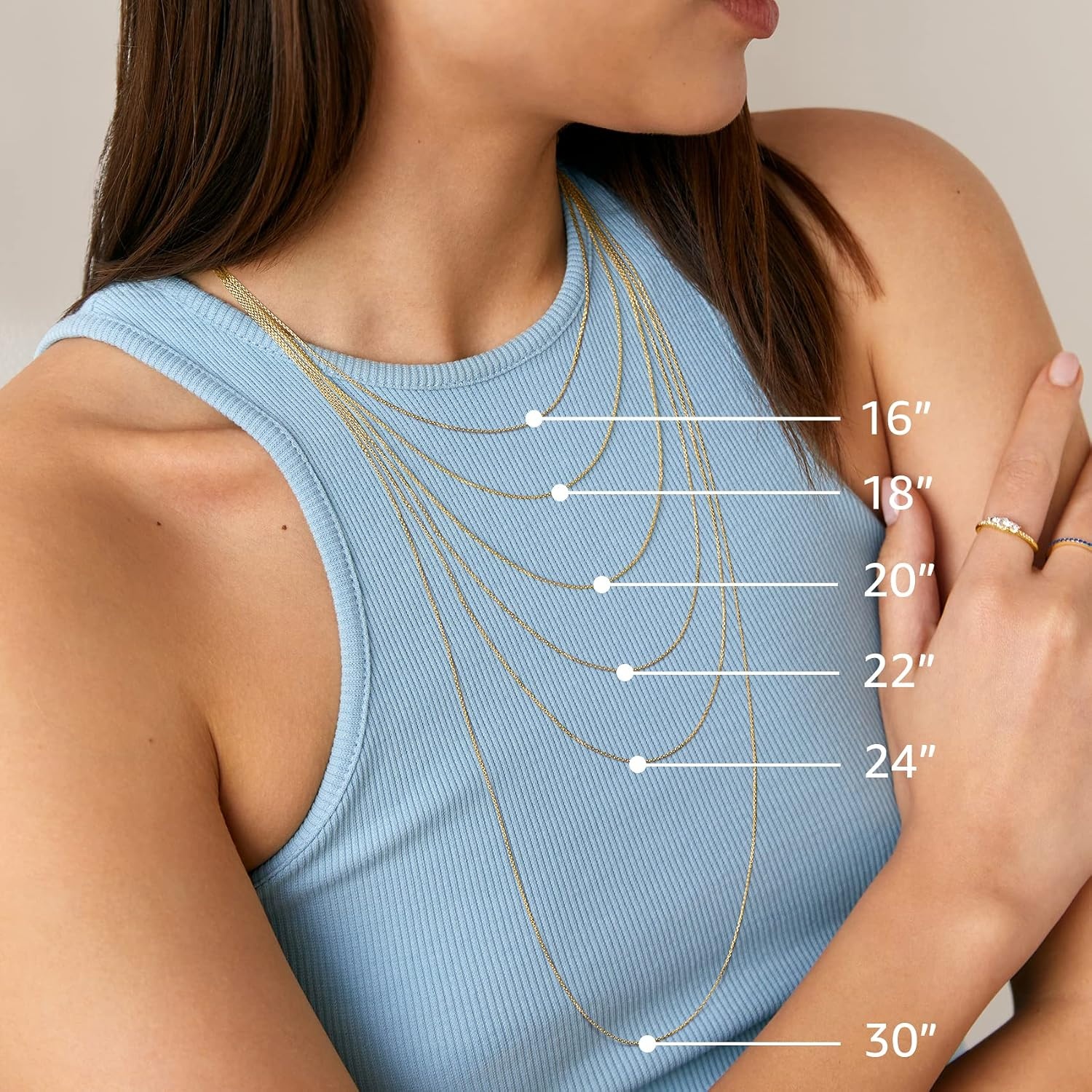 image:imagePAVOI 22K Gold Plated Chain Necklace For Women Italian Solid 925 Sterling Silver Necklace for Men Cuban Link Rope Snake amp Rope DiamondCut Herringbone Trendy Unisex JewelryWhite Gold