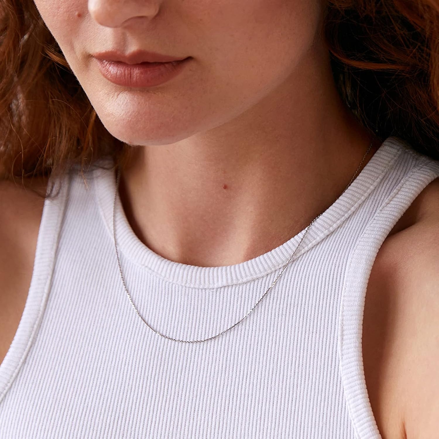 image:imagePAVOI 22K Gold Plated Chain Necklace For Women Italian Solid 925 Sterling Silver Necklace for Men Cuban Link Rope Snake amp Rope DiamondCut Herringbone Trendy Unisex JewelryWhite Gold
