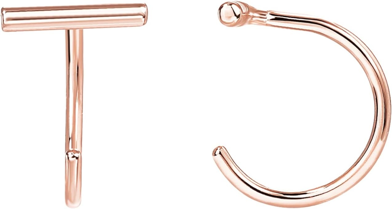 image:imagePAVOI 925 Sterling Silver Huggie Half Hoop Earrings Hypoallergenic Minimalist Tiny Cartilage EarringRose Gold