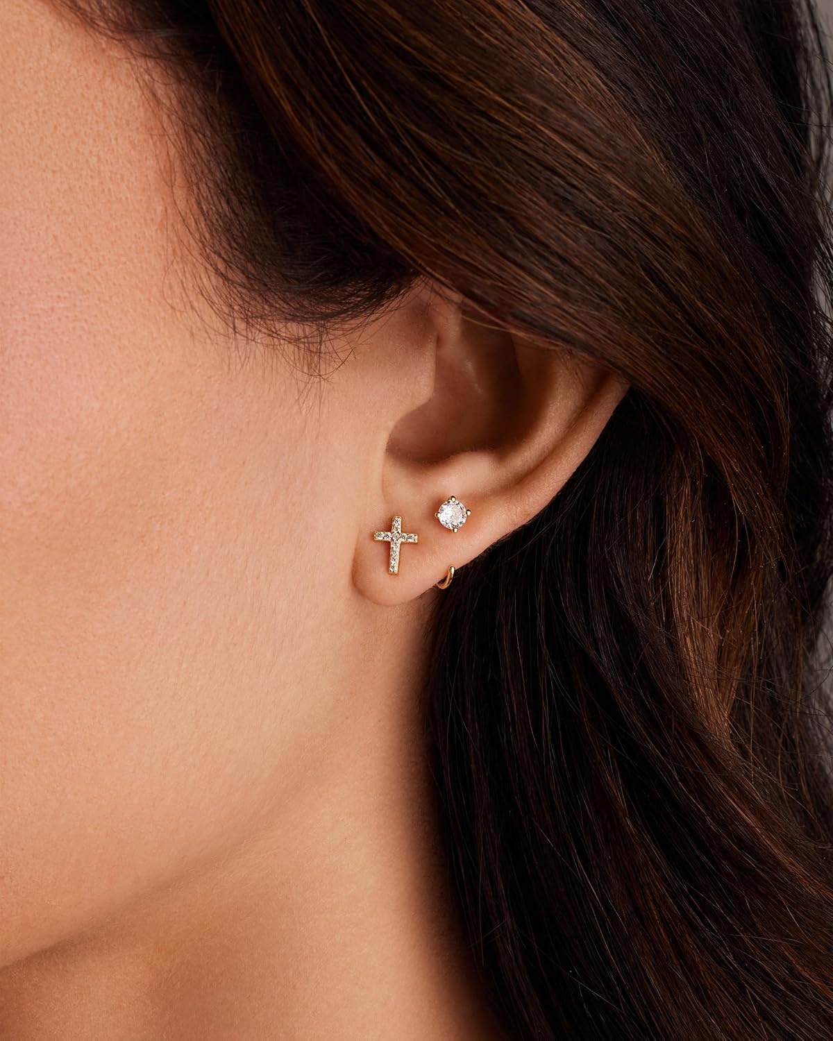image:imagePAVOI 925 Sterling Silver Huggie Half Hoop Earrings Hypoallergenic Minimalist Tiny Cartilage EarringRose Gold