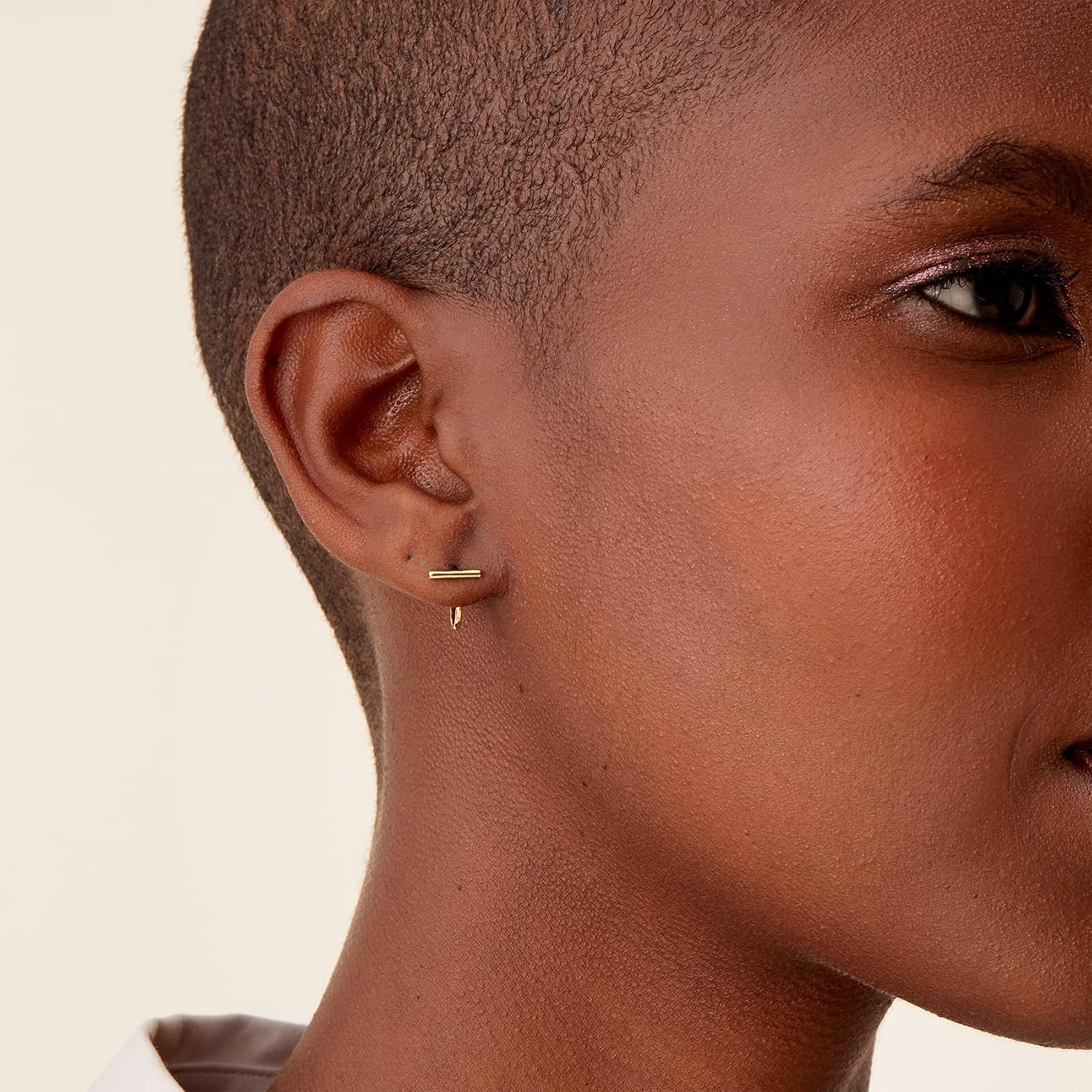 image:imagePAVOI 925 Sterling Silver Huggie Half Hoop Earrings Hypoallergenic Minimalist Tiny Cartilage EarringRose Gold