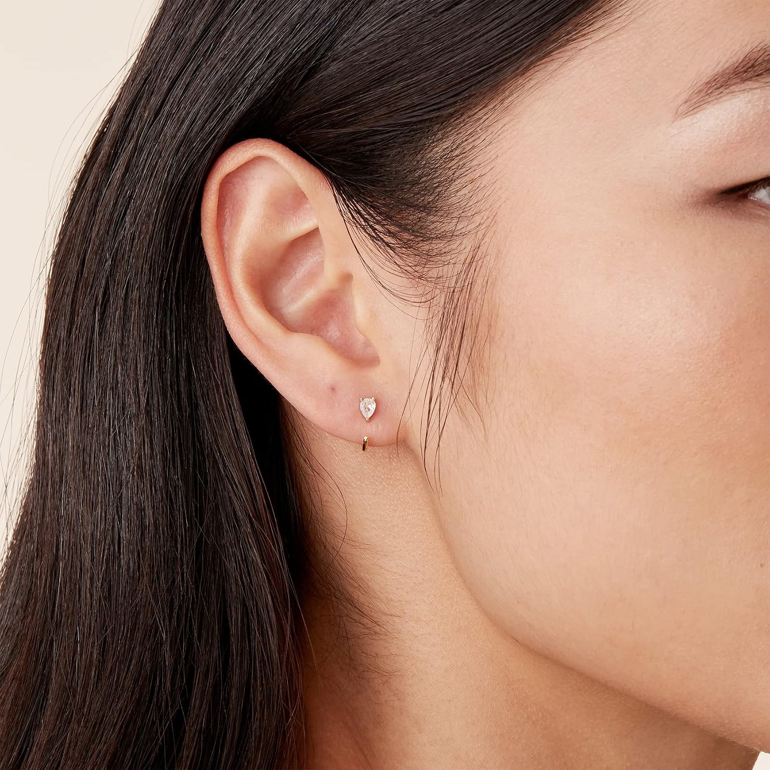image:imagePAVOI 925 Sterling Silver Huggie Half Hoop Earrings Hypoallergenic Minimalist Tiny Cartilage EarringRose Gold