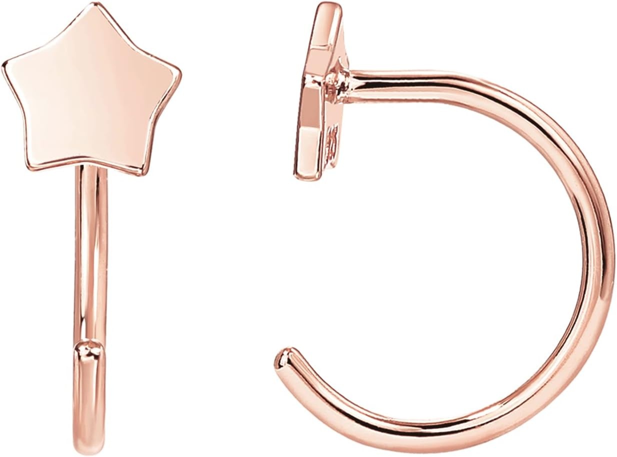 image:imagePAVOI 925 Sterling Silver Huggie Half Hoop Earrings Hypoallergenic Minimalist Tiny Cartilage EarringRose Gold