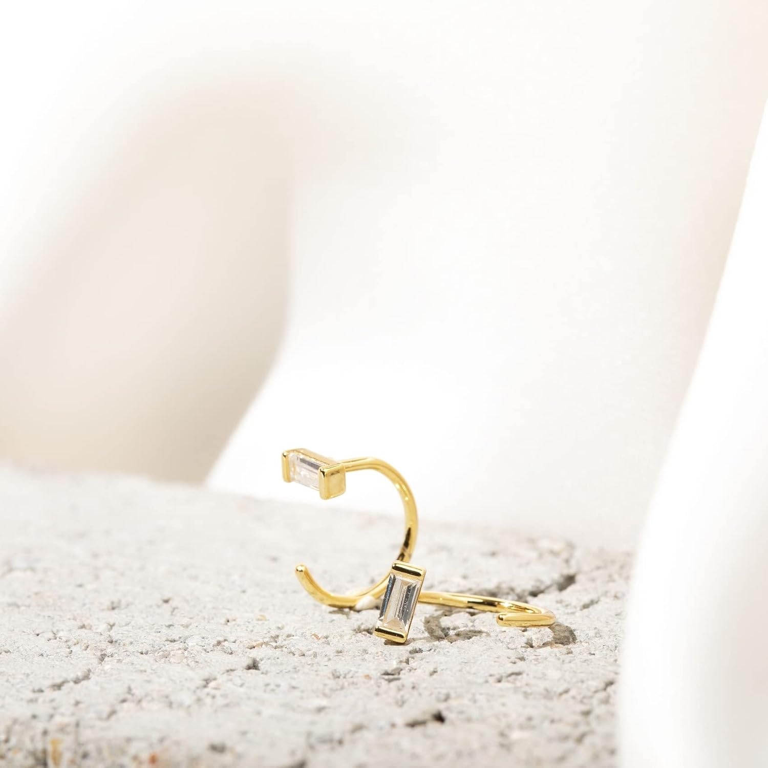 image:imagePAVOI 925 Sterling Silver Huggie Half Hoop Earrings Hypoallergenic Minimalist Tiny Cartilage EarringRose Gold
