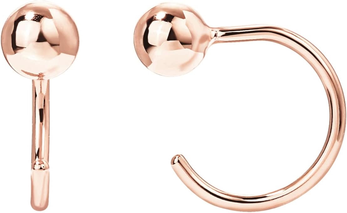 image:imagePAVOI 925 Sterling Silver Huggie Half Hoop Earrings Hypoallergenic Minimalist Tiny Cartilage EarringRose Gold