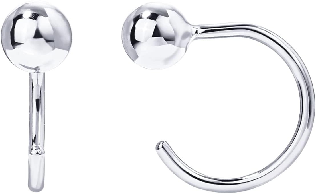 image:imagePAVOI 925 Sterling Silver Huggie Half Hoop Earrings Hypoallergenic Minimalist Tiny Cartilage EarringWhite Gold